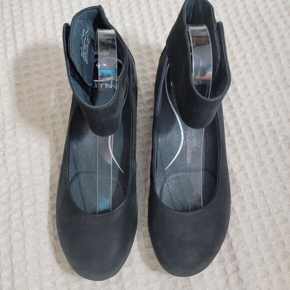 Dansko Lulu Mary Jane Ankle Strap Low Wedge Black Leather Shoes Size 41‎ 10.5-11 - Picture 2 of 16